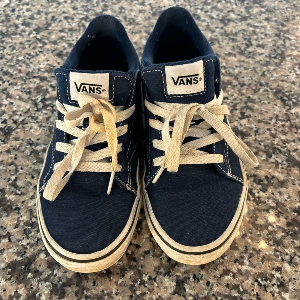 Vans Primary Check Old Skool Blue & White Shoes, size youth 4